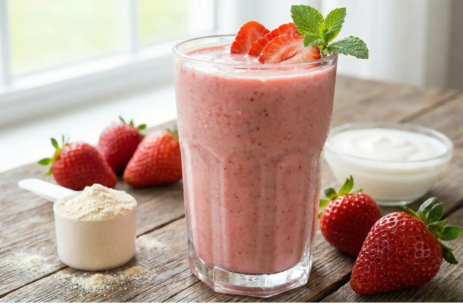 No-Added-Sugar Strawberry Protein Shake