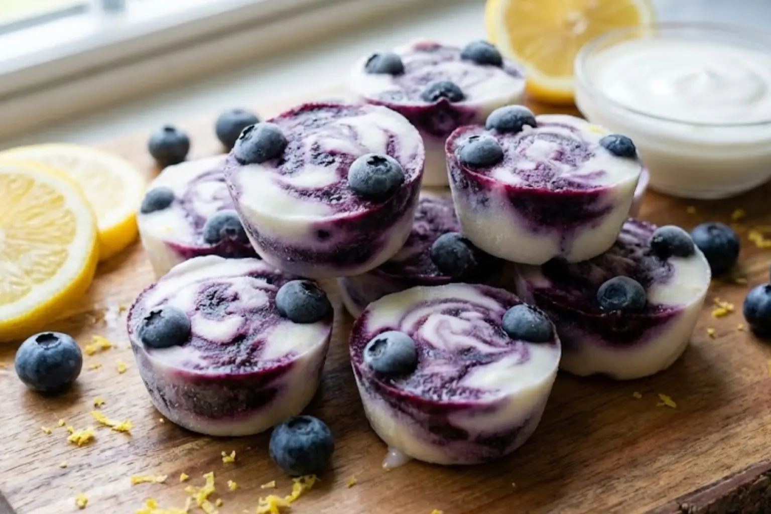 Lemon-Blueberry Frozen Yogurt Bites