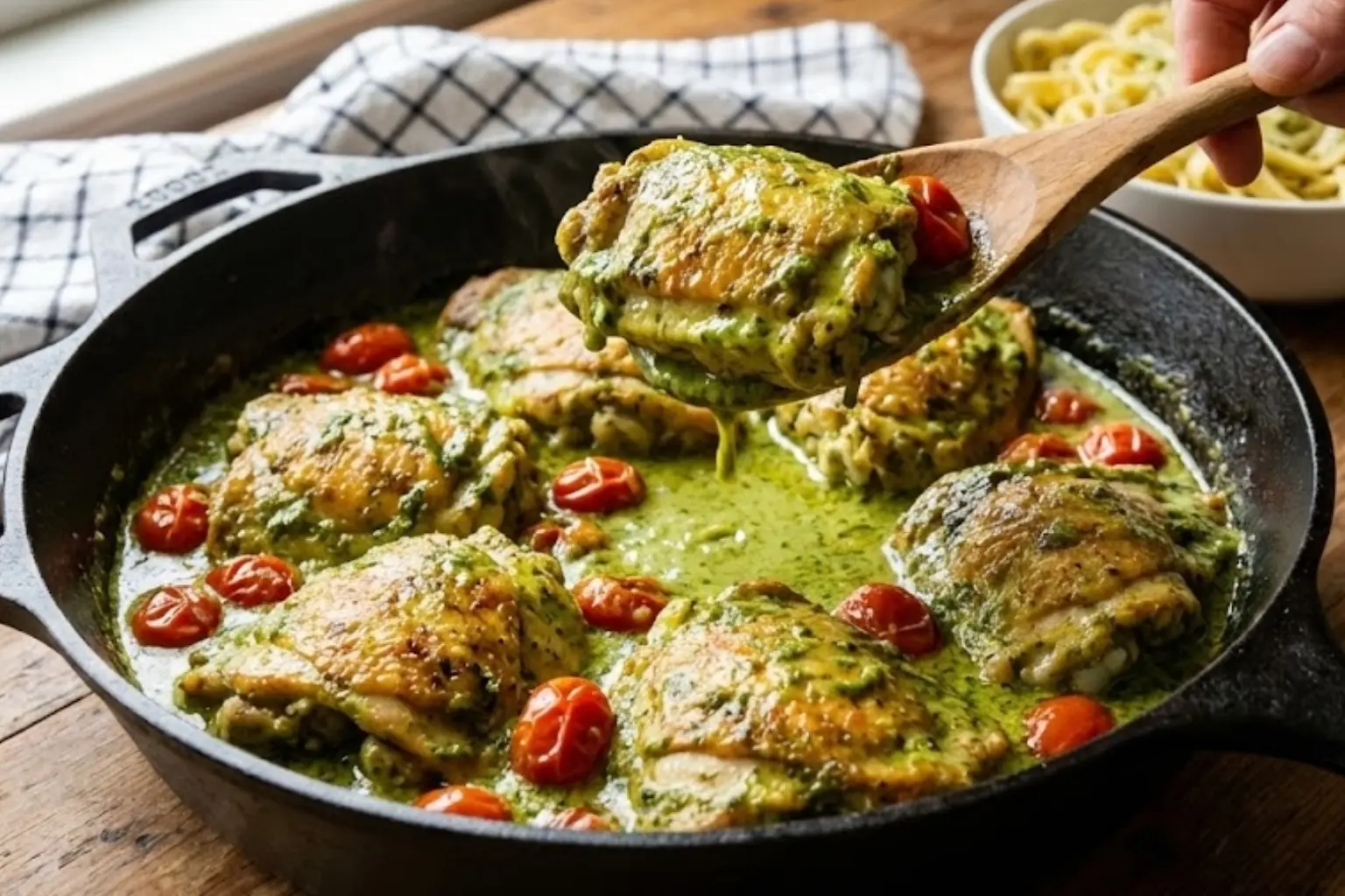This 4-Ingredient Creamy Pesto Chicken Is Finally Replacing My Sheet-Pan Meals