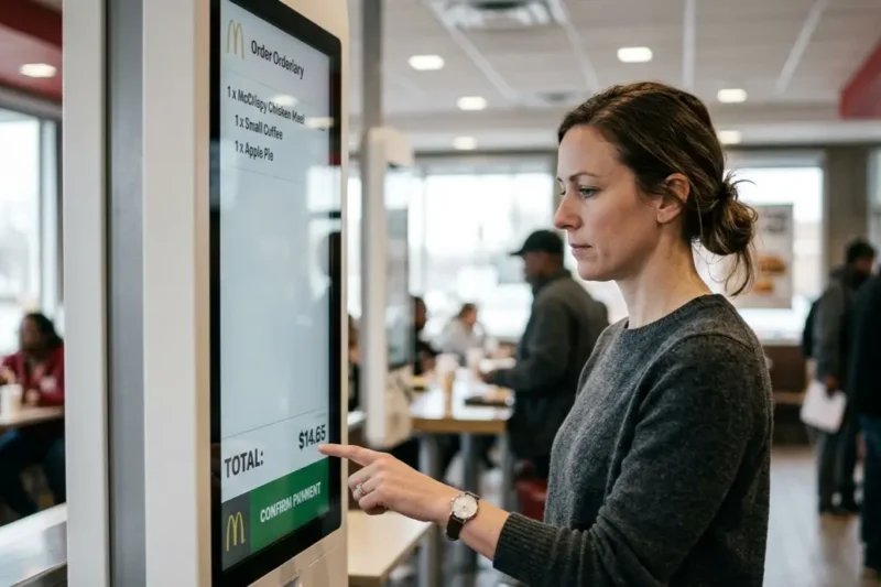 McDonald’s customer ordering food at counter reflecting rising fast food prices in the US and shifting consumer spending behavior in 2026
